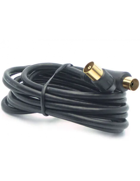 CABLE DE ANTENA NEGRO (1.8m) CON CLAVIJAS DORADAS