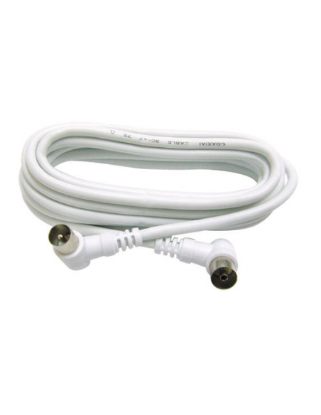 CABLE DE ANTENA BLANCO CON CLAVIJA CON CODO (2.5m)