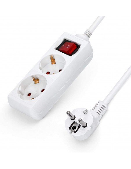 REGLETA ALARGADOR DE 2 TOMAS CON INTERRUPTOR